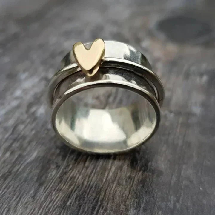 Astrid™ | Vintage Herz Silberring mit Hängendes Design