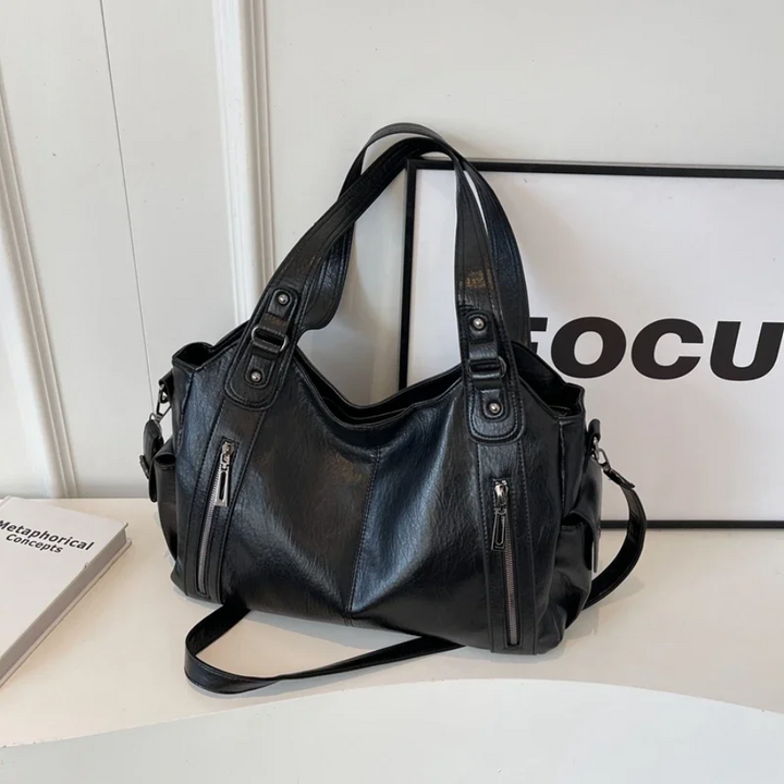 Uma - Geräumige Schultertasche mit doppeltem Reißverschluss