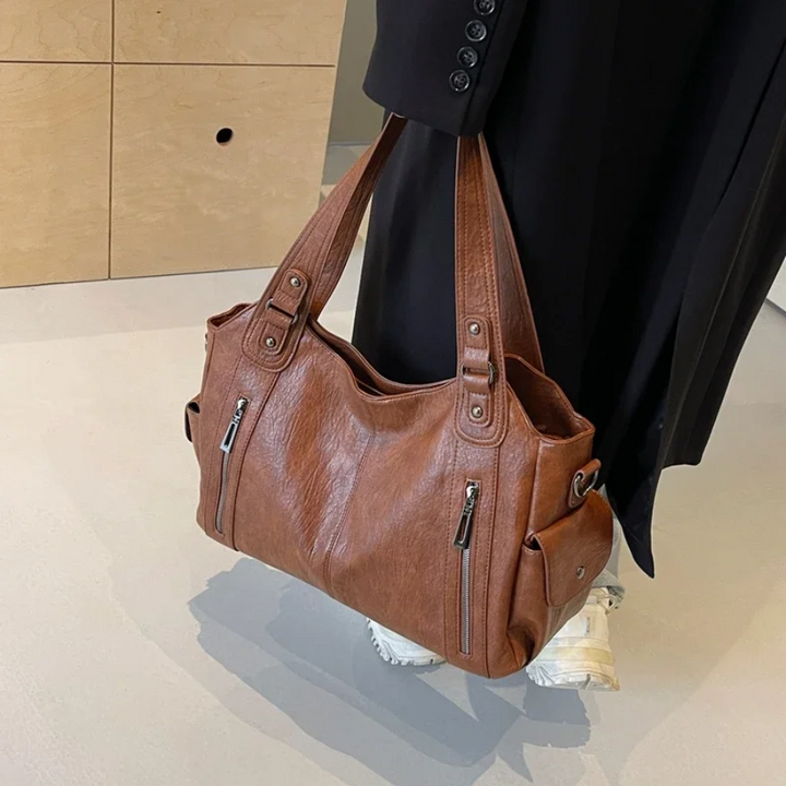 Uma - Geräumige Schultertasche mit doppeltem Reißverschluss