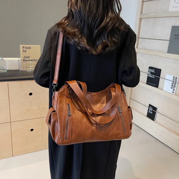 Uma - Geräumige Schultertasche mit doppeltem Reißverschluss