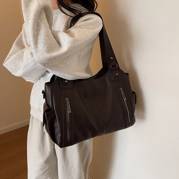 Uma - Geräumige Schultertasche mit doppeltem Reißverschluss
