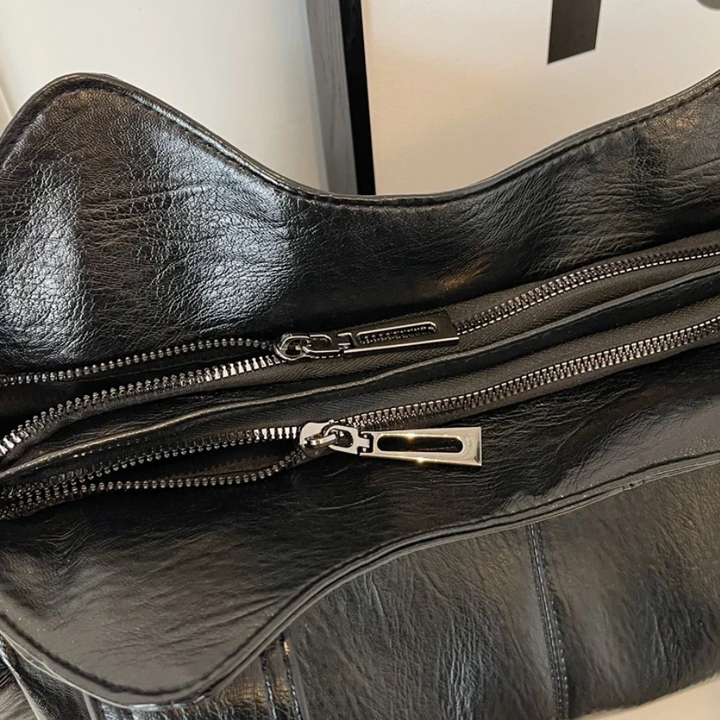 Uma - Geräumige Schultertasche mit doppeltem Reißverschluss