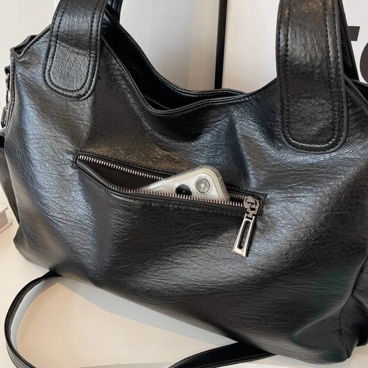 Uma - Geräumige Schultertasche mit doppeltem Reißverschluss