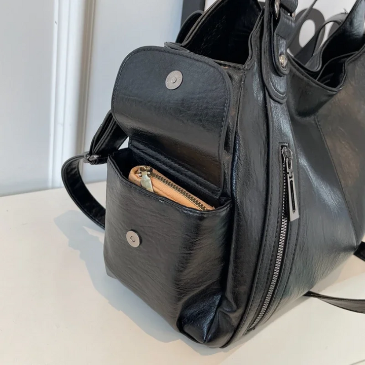 Uma - Geräumige Schultertasche mit doppeltem Reißverschluss
