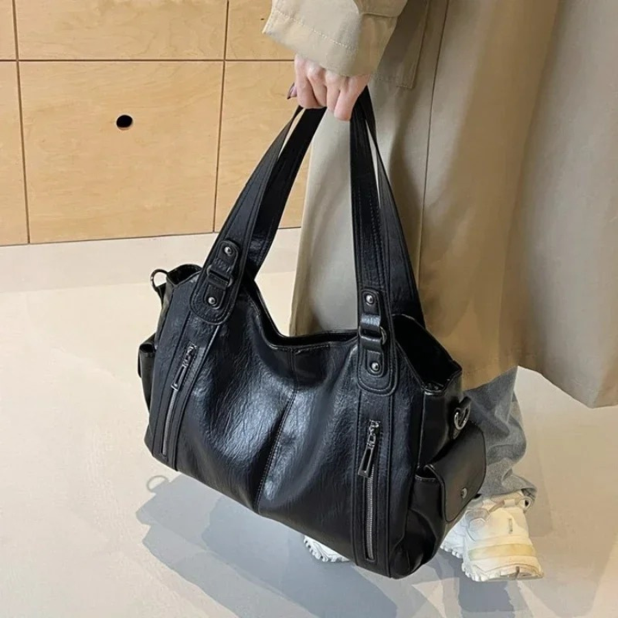 Uma - Geräumige Schultertasche mit doppeltem Reißverschluss