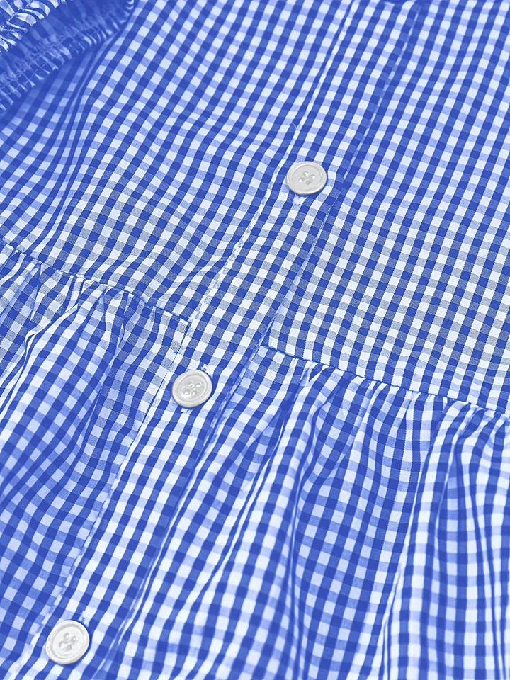 Rose | Gingham Button Closure Tiered Dress