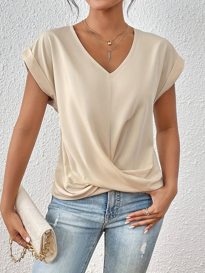 Cleo™ Klassisches V-Ausschnitt T-Shirt