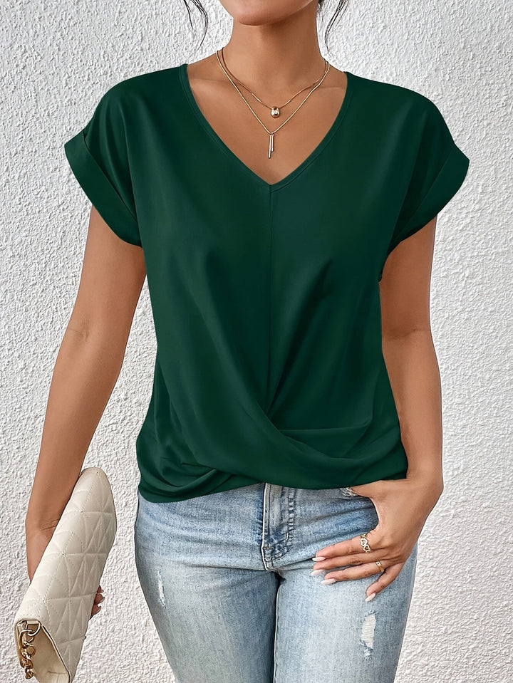 Cleo™ Klassisches V-Ausschnitt T-Shirt