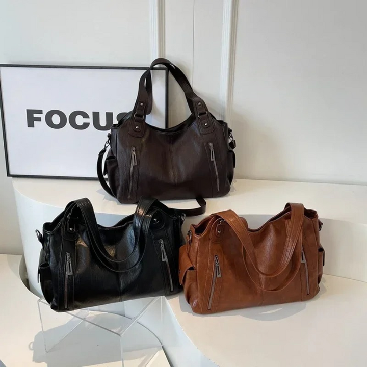 Uma - Geräumige Schultertasche mit doppeltem Reißverschluss