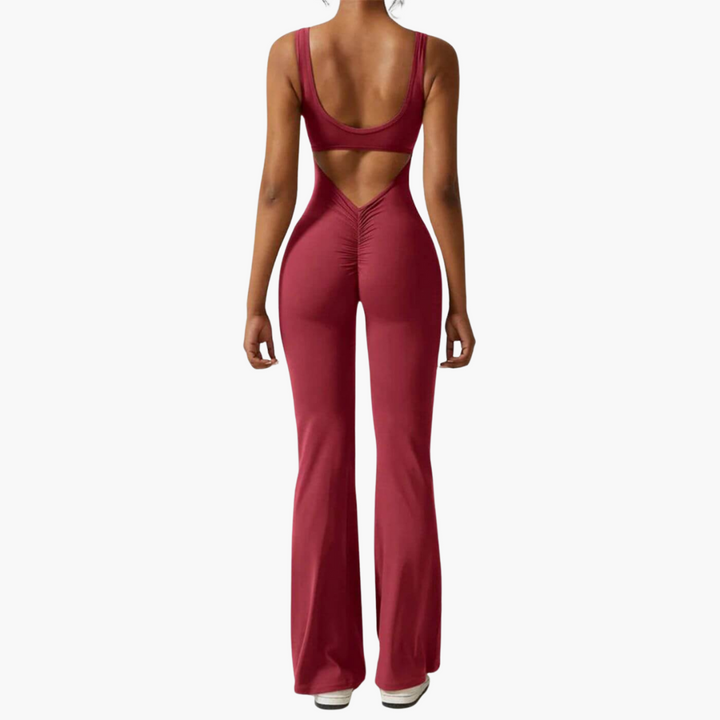 Amy | Stilvoller V-Rücken Flared Jumpsuit