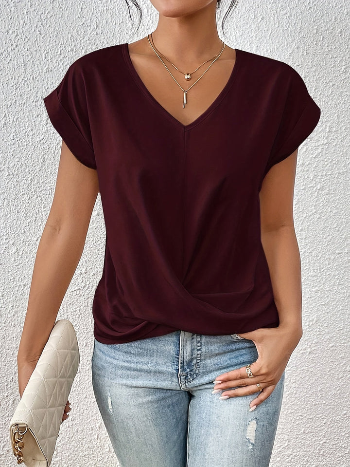 Cleo™ Klassisches V-Ausschnitt T-Shirt