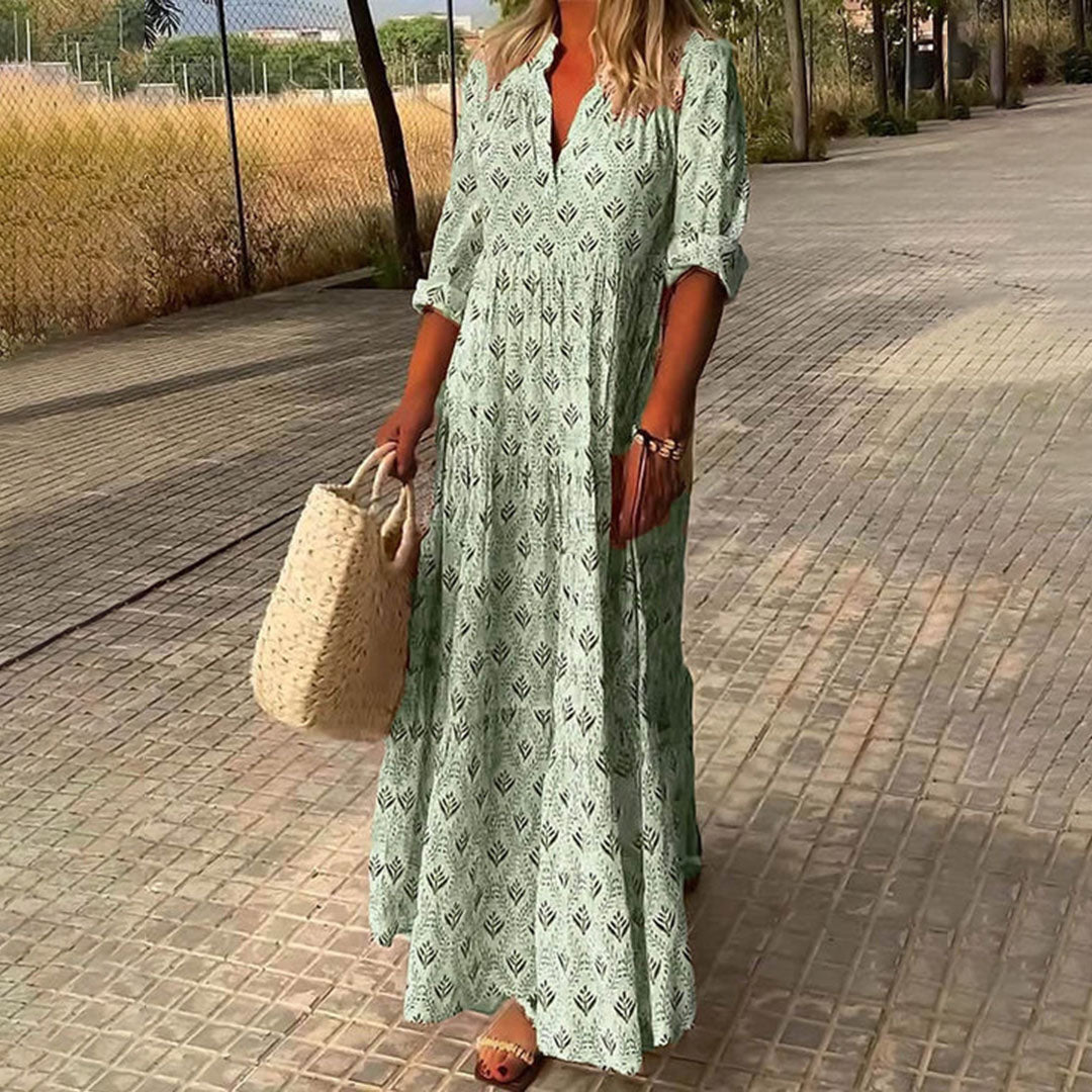 Vivian | Bedrucktes Boho-Maxi-Kleid
