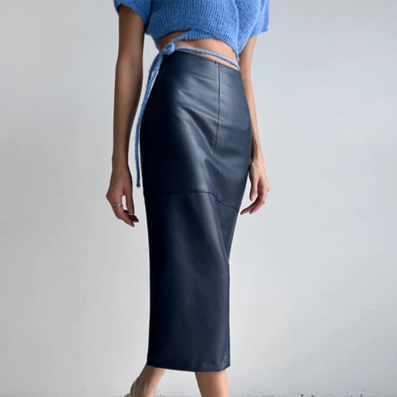 GRETA | Premium Leather Midi Skirt