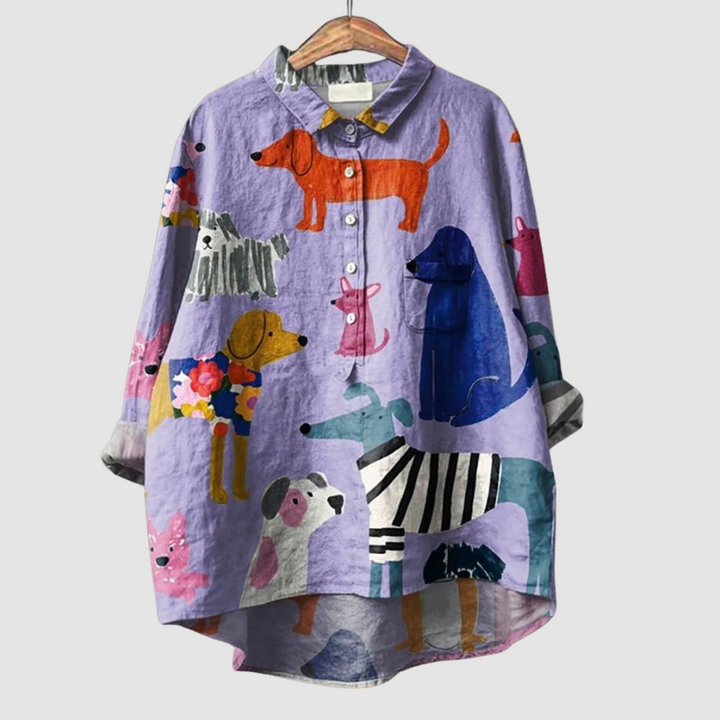 Kathleen™ Relaxed Fit Hundedruck Shirt