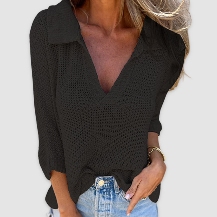 Lucy™ Elegantes V-Ausschnitt Bluse