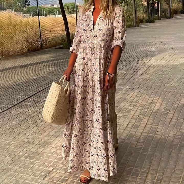 Vivian | Bedrucktes Boho-Maxi-Kleid