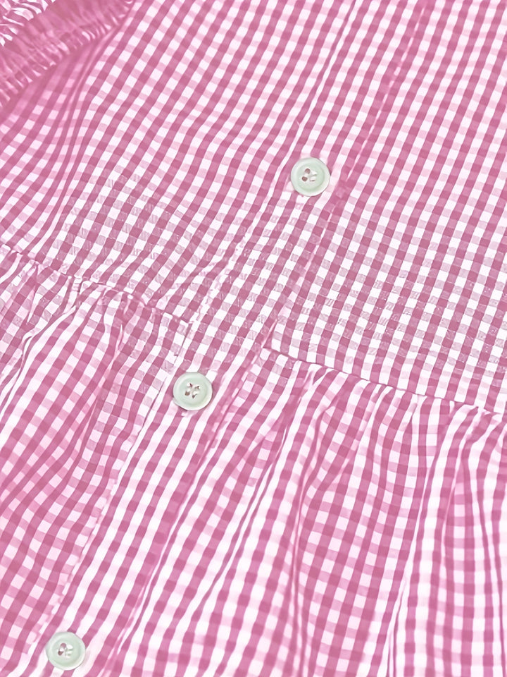 Rose | Gingham Button Closure Tiered Dress
