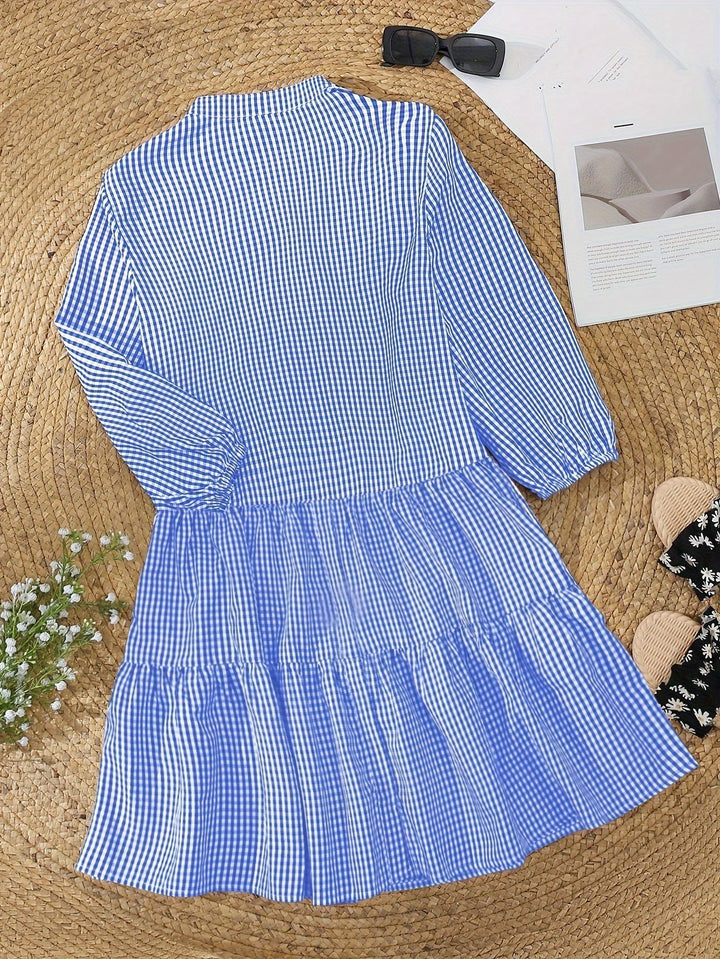 Rose | Gingham Button Closure Tiered Dress