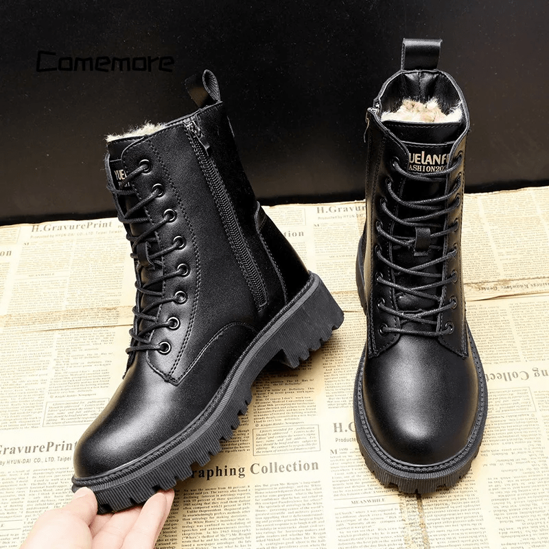 Andrea™ | Klassische Schwarze Lederboots