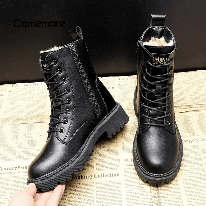 Andrea™ | Klassische Schwarze Lederboots