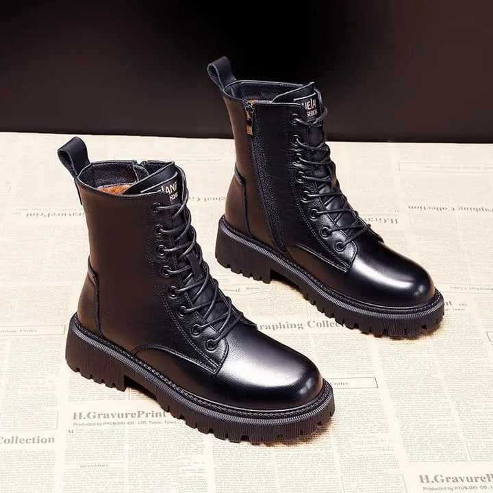 Andrea™ | Klassische Schwarze Lederboots