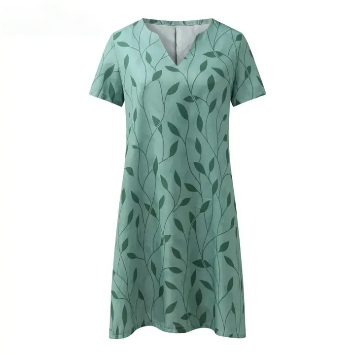 Deniel | A-Linien Kleid mit V-Ausschnitt und Druckdesign