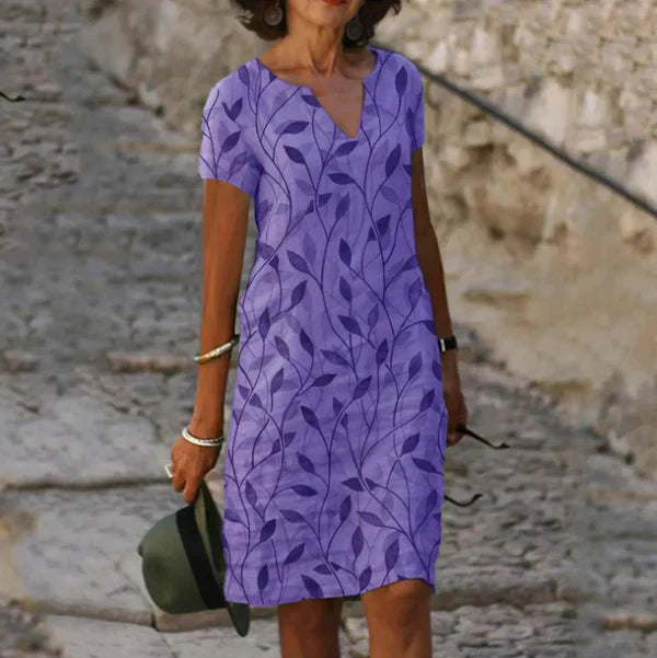 Deniel | A-Linien Kleid mit V-Ausschnitt und Druckdesign